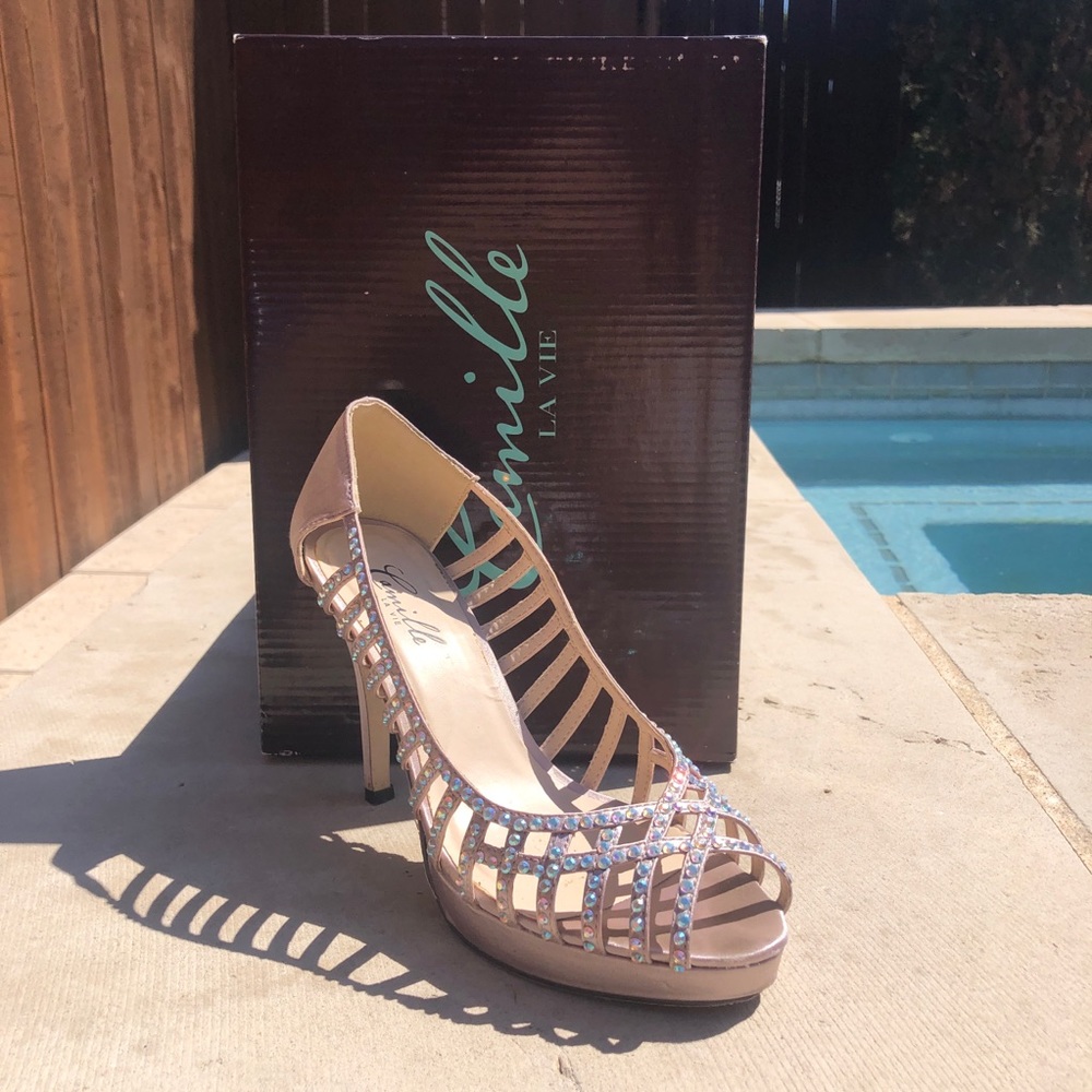Camille La Vie Rose Gold Peep Toe Bling Heel